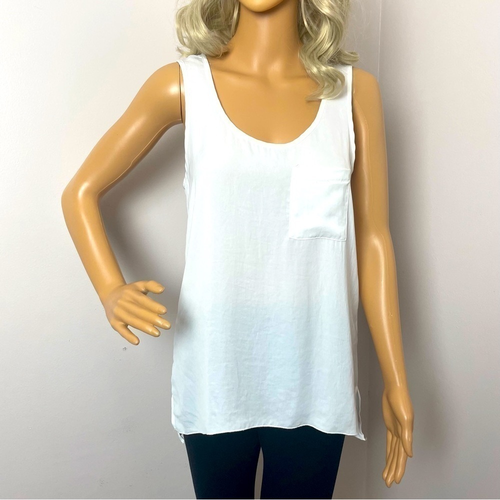 Rag & Bone Sleeveless Blouse – Rounded Neck, High/Low – White – Size XS